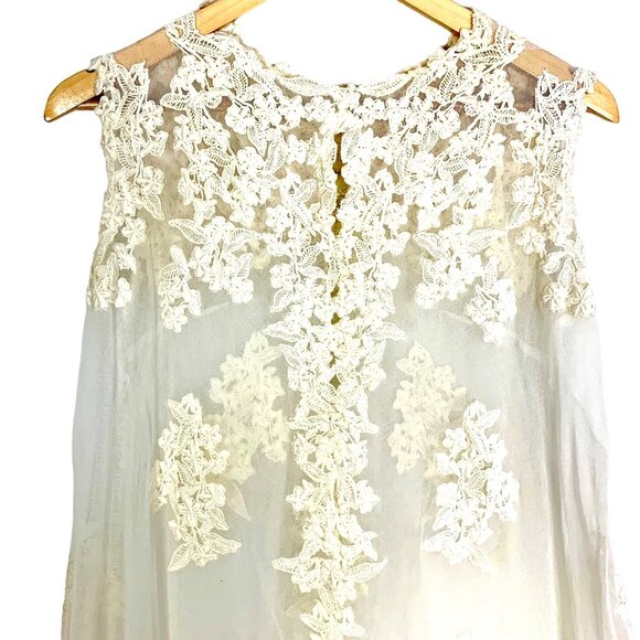 Vintage 80s Wedding Bridal Shift Nightgown Swing Maxi Alencon Lace Tulle Size M - Picture 8 of 11
